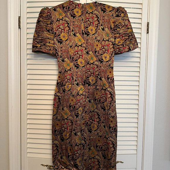 Vintage Richard Warren Faux Wrap Silk Dress, Size 4 - Picture 2 of 5